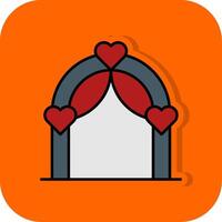 Casamento arco preenchidas laranja fundo ícone vetor