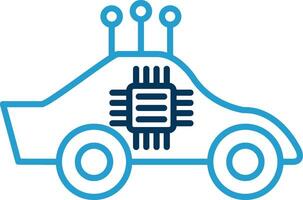 Autônomo carro linha azul dois cor ícone vetor