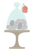 ilustração em vetor de placa com ovos coloridos e borboleta isolada no fundo branco. símbolo tradicional da Páscoa e elemento de design. imagem de ícone de primavera bonito.