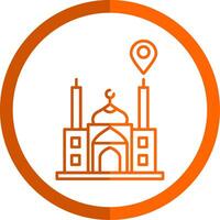 mesquita localização linha laranja círculo ícone vetor