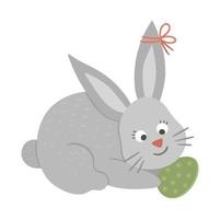 ilustração em vetor de coelhinha fofa com ovo colorido isolado no fundo branco. animal tradicional de Páscoa e elemento de design. imagem de ícone de primavera bonito.