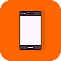 Móvel telefone preenchidas laranja fundo ícone vetor