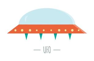 ilustração em vetor ufo para crianças. imagem plana brilhante e bonita de disco voador, isolado no fundo branco. conceito de espaço.