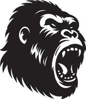 Bravo gorila uivando face logotipo silhueta , Preto cor silhueta 12 vetor