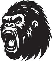 Bravo gorila uivando face logotipo silhueta , Preto cor silhueta 2 vetor