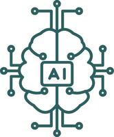 artificial inteligência linha gradiente volta canto ícone vetor