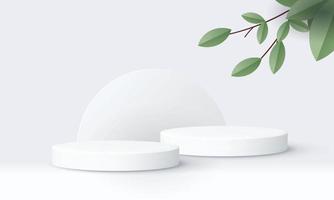 pódio branco mostrar produto mínimo adicionar objeto cosmético de maquete de fundo de planta natural. vetor