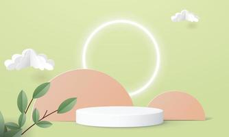 pódio branco mostrar produto mínimo adicionar objeto cosmético de maquete de fundo de planta natural.