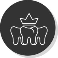 dental coroa linha cinzento círculo ícone vetor