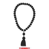 inspirador tasbih silhueta desenhos simbólico muçulmano oração miçangas representações para sereno espiritual práticas vetor