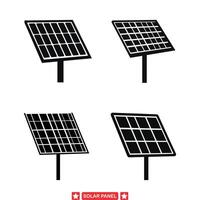 Sol alimentado silhuetas coleção do solar painel s representando limpar \ limpo energia iniciativas e de Meio Ambiente responsabilidade vetor