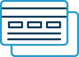 crédito cartão linha azul dois cor ícone vetor