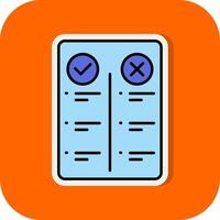 prós e contras preenchidas laranja fundo ícone vetor