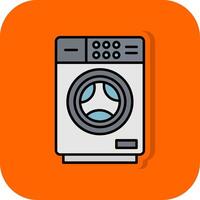 lavando máquina preenchidas laranja fundo ícone vetor