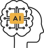 artificial inteligência esfolado preenchidas ícone vetor