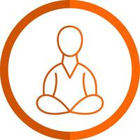 meditação linha laranja círculo ícone vetor