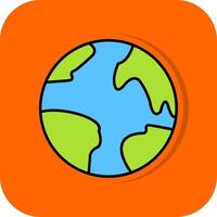 planeta terra preenchidas laranja fundo ícone vetor