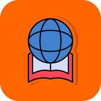 global Educação preenchidas laranja fundo ícone vetor