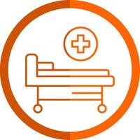 hospital cama linha laranja círculo ícone vetor