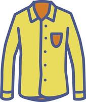 uma amarelo camisa com uma azul bolso vetor