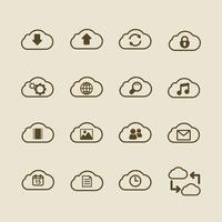 Generic cloud computing iconset, contorno liso vetor