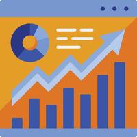 uma plano ícone do uma Barra gráfico com uma gráfico vetor