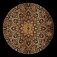 dourado mandala Projeto com uma Preto fundo vetor