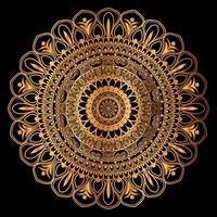 dourado mandala Projeto com uma Preto fundo vetor