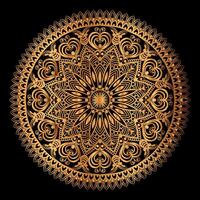 dourado mandala Projeto com uma Preto fundo vetor