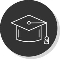 mortarboard linha cinzento círculo ícone vetor