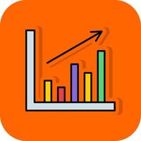 Barra gráfico preenchidas laranja fundo ícone vetor