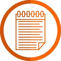 bloco de anotações linha laranja círculo ícone vetor