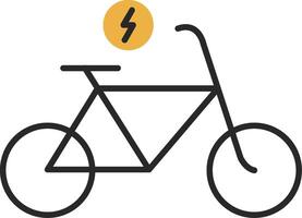 elétrico bicicleta esfolado preenchidas ícone vetor
