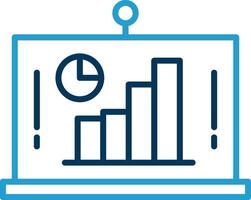 analytics linha azul dois cor ícone vetor