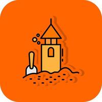 areia castelo preenchidas laranja fundo ícone vetor