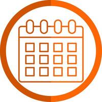 calendário linha laranja círculo ícone vetor