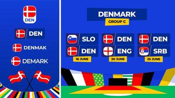 Dinamarca futebol 2024 Combine versus definir. nacional equipe bandeira 2024 e grupo etapa campeonato Combine versus equipes vetor