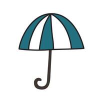 guarda-chuva ícone, ilustração do aberto sombrinha para chuva proteção, francês símbolo, fofa plano guarda-chuva com lidar, à moda acessório, rabisco símbolo para chuvoso clima vetor