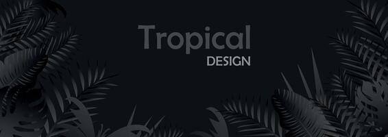 tropical fundo com Palma folhas dentro Preto. moderno moda ilustração realista fundo. na moda minimalista Projeto. vetor