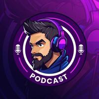 podcast mascote logotipo projeto, para seu logotipo vetor