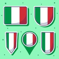 plano desenho animado ilustração do Itália nacional bandeira com muitos formas dentro vetor