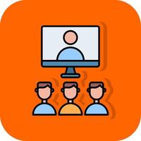 virtual classe preenchidas laranja fundo ícone vetor