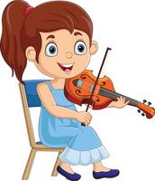 desenho animado menina tocando violino vetor