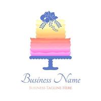 multicolorido arco Iris bolo logotipo para padaria o negócio ou aniversário celebração festa vetor