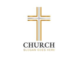 simples cristão Igreja logotipo com Cruz vetor