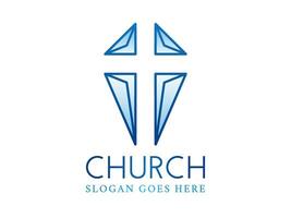 negativo espaço cristão Cruz Igreja logotipo vetor
