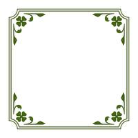 santo patrick's dia clássico quadrado quadro, Armação verde trevo folha floral ornamentado vintage vetor plano