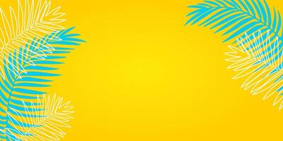 bandeira para verão festa, venda dentro na moda brilhante amarelo e verde cores com tropical folhas. tropical fundo com Palma folhas. vetor