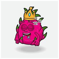 dormir expressão com Dragão fruta coroa mascote personagem desenho animado. vetor
