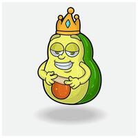 amor atingido expressão com abacate fruta coroa mascote personagem desenho animado. vetor